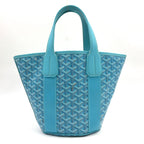Goyard Bella PM Leather Turquoise Blue Tote Silver