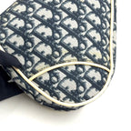 Dior Trotter Pattern Patent Leather Canvas Navy White Handbag Silver — view 5