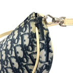 Dior Trotter Pattern Patent Leather Canvas Navy White Handbag Silver — view 7