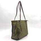 Prada Tessuto Nylon Leather Khaki Green Tote Silver — view 2