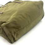 Prada Tessuto Nylon Leather Khaki Green Tote Silver — view 8