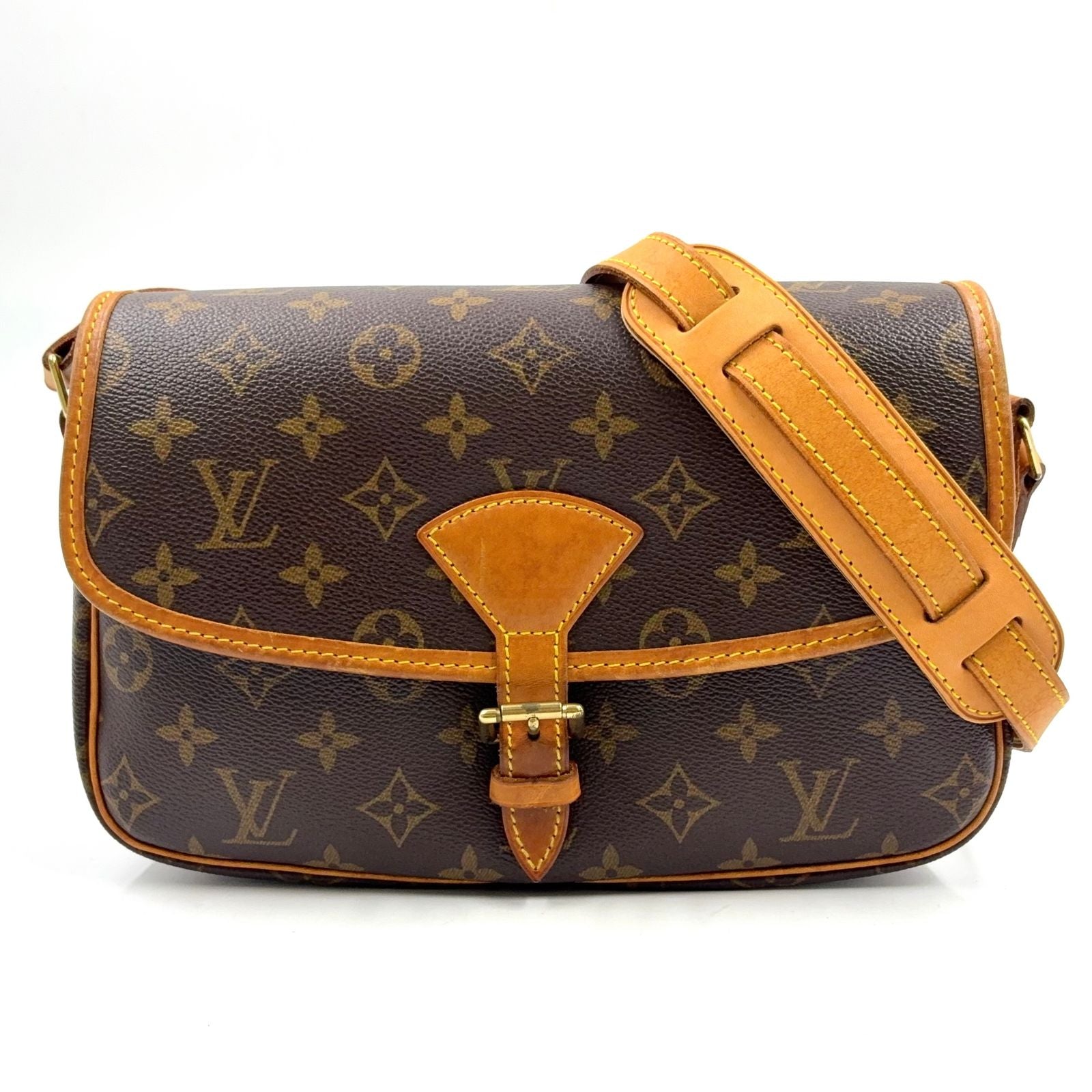 Louis Vuitton Sologne Monogram Leather Brown Light Shoulder Bag Gold