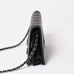 Chanel Boy Chain Shoulder Bag Caviar Leather CC Logo Black Silver — view 4