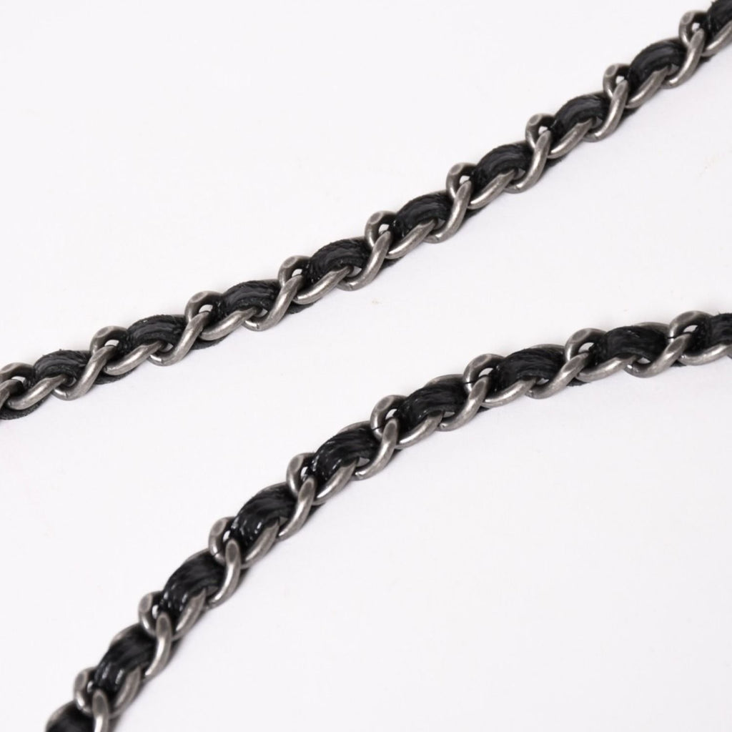 Chanel Boy Chain Shoulder Bag Caviar Leather CC Logo Black Silver — view 6