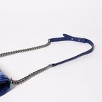 Chanel Boy Chain Shoulder Bag CC Logo Velvet Leather Blue — view 5