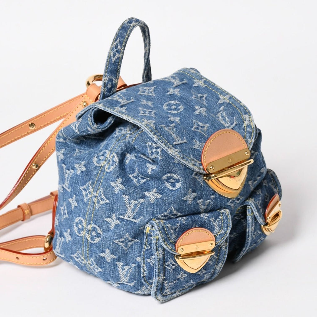 Louis Vuitton Monogram Denim Venice Canvas Backpack Blue Gold — view 3