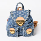 Louis Vuitton Monogram Denim Venice Canvas Backpack Blue Gold