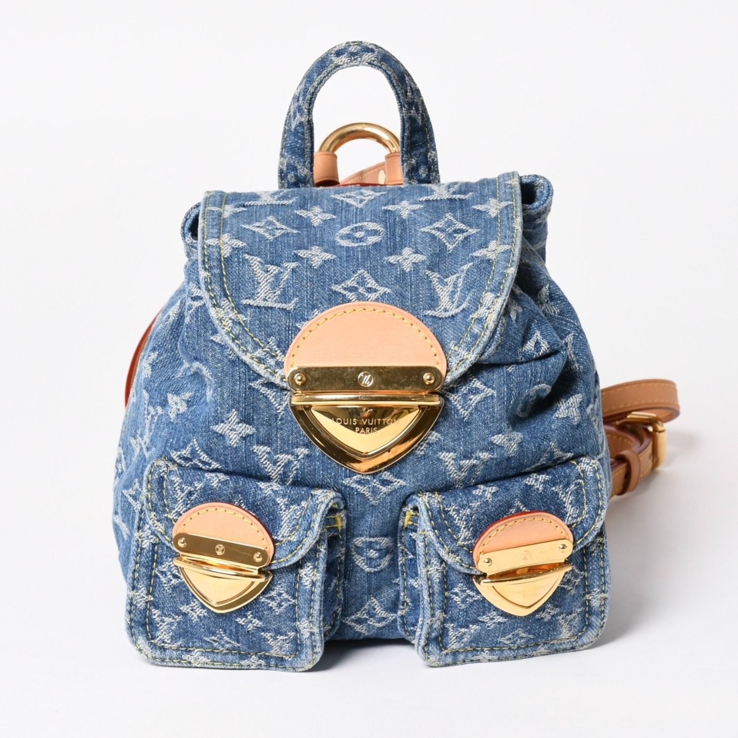 Louis Vuitton Monogram Denim Venice Canvas Backpack Blue Gold
