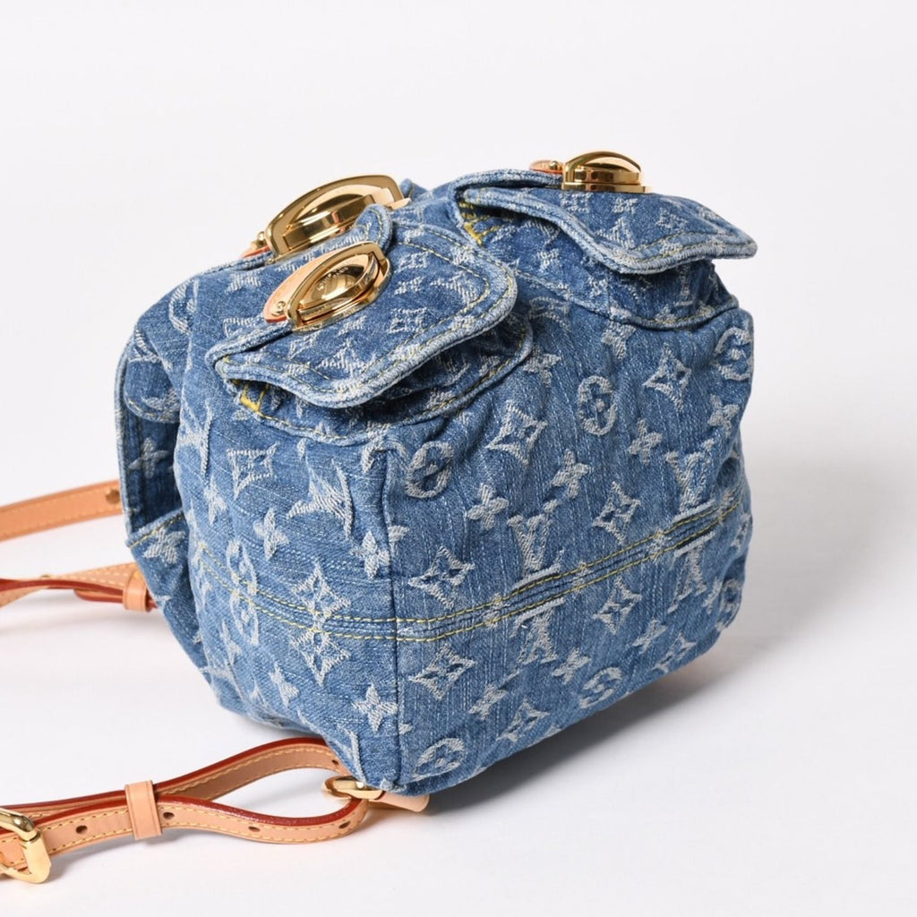 Louis Vuitton Monogram Denim Venice Canvas Backpack Blue Gold — view 5