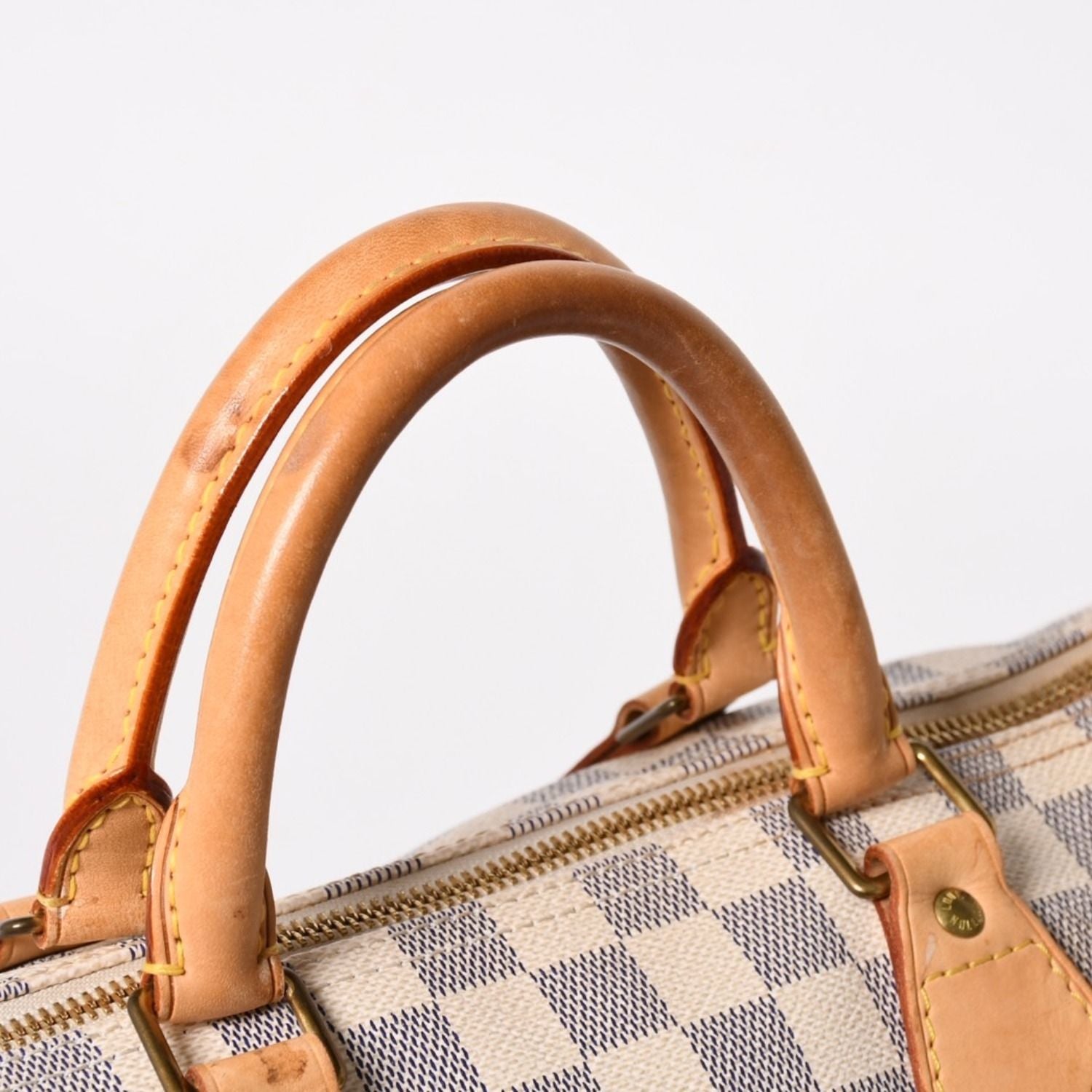 Louis Vuitton Damier Azur Speedy 30 Handbag White Gold Logo — view 5