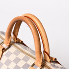 Louis Vuitton Damier Azur Speedy 30 Handbag White Gold Logo — view 6
