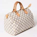 Louis Vuitton Damier Azur Speedy 30 Handbag White Gold Logo — view 3