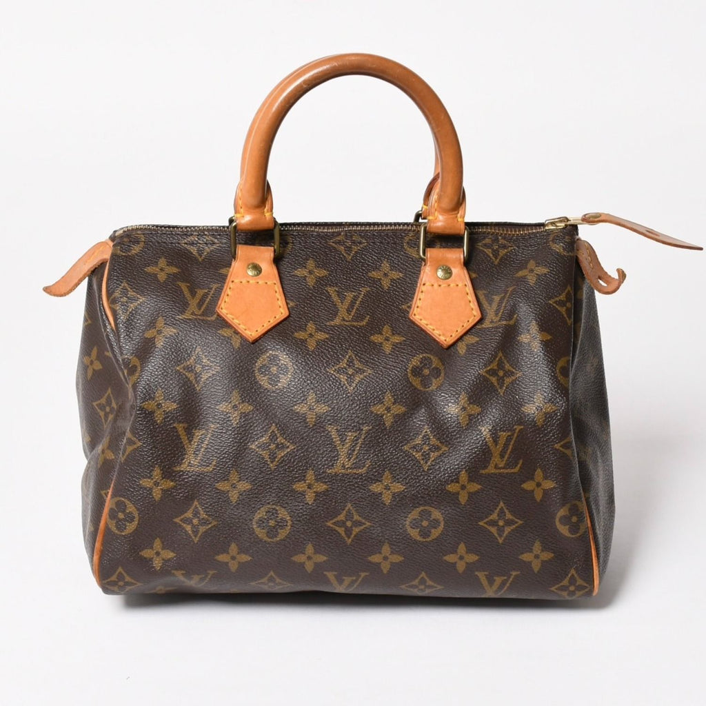 Louis Vuitton Speedy 25 Handbag Monogram Leather Brown Gold