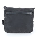 Prada Tessuto Nylon Triangle Logo Leather Shoulder Bag Crossbody Messenger Black — view 3