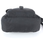 Prada Tessuto Nylon Triangle Logo Leather Shoulder Bag Crossbody Messenger Black — view 5