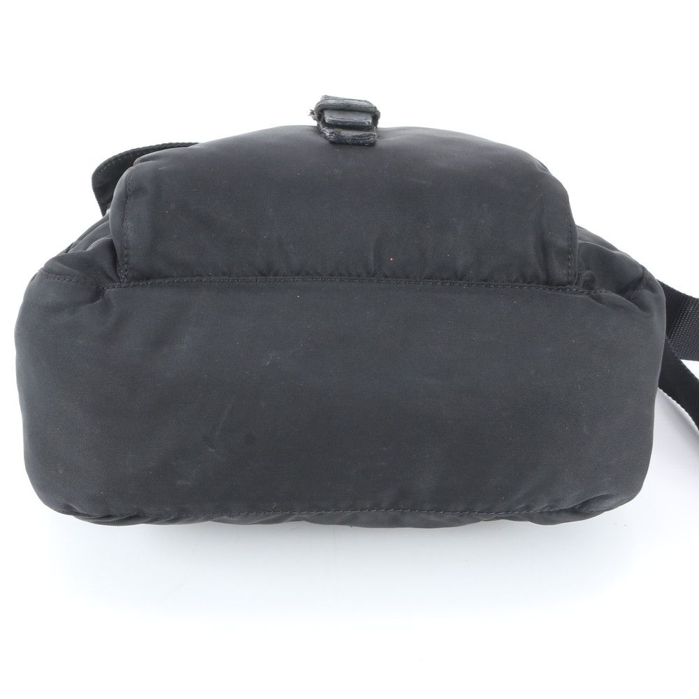 Prada Tessuto Nylon Triangle Logo Leather Shoulder Bag Crossbody Messenger Black — view 5