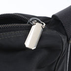 Prada Tessuto Nylon Triangle Logo Leather Shoulder Bag Crossbody Messenger Black — view 9