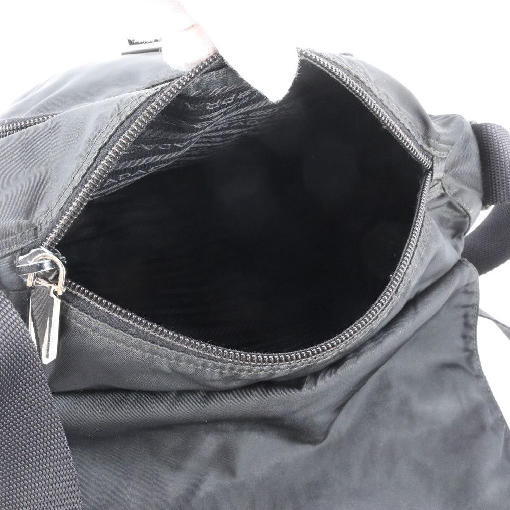 Prada Tessuto Nylon Triangle Logo Leather Shoulder Bag Crossbody Messenger Black — view 7