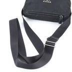 Prada Tessuto Nylon Triangle Logo Leather Shoulder Bag Crossbody Messenger Black — view 2