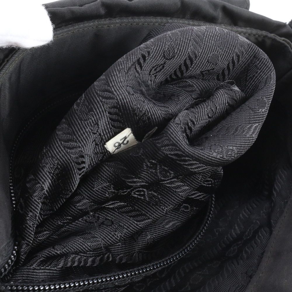 Prada Tessuto Nylon Triangle Logo Leather Shoulder Bag Crossbody Messenger Black — view 8