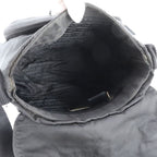 Prada Tessuto Nylon Triangle Logo Leather Shoulder Bag Crossbody Messenger Black — view 7