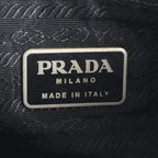 Prada Tessuto Nylon Triangle Logo Leather Shoulder Bag Crossbody Messenger Black — view 9