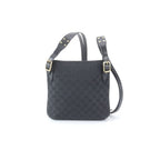 Gucci GG Canvas Leather Shoulder Bag Crossbody Hand Tote Black — view 2