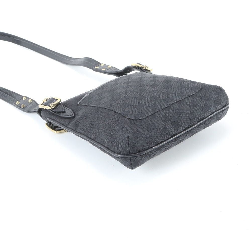 Gucci GG Canvas Leather Shoulder Bag Crossbody Hand Tote Black — view 5