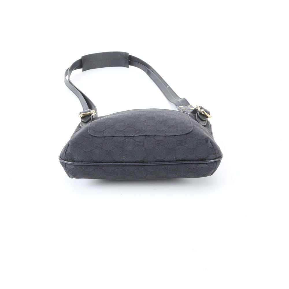 Gucci GG Canvas Leather Shoulder Bag Crossbody Hand Tote Black — view 6