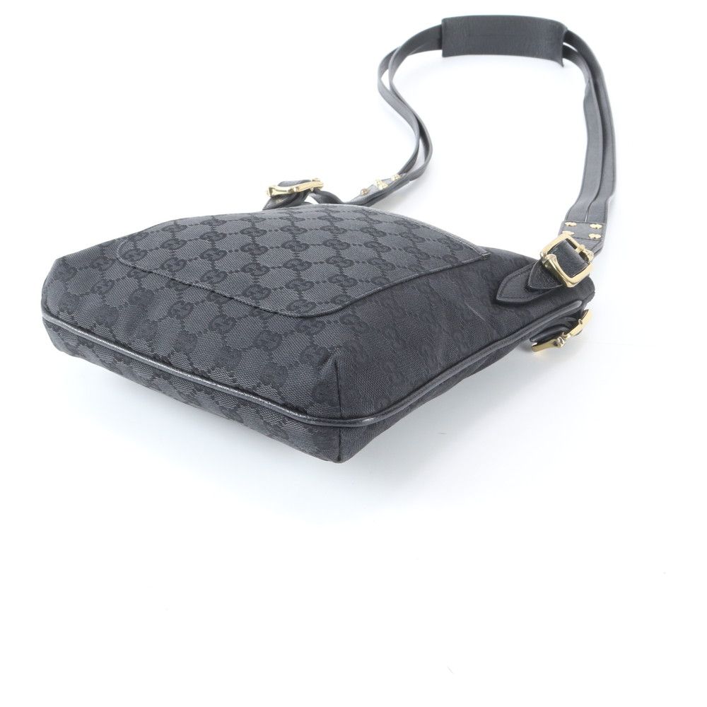 Gucci GG Canvas Leather Shoulder Bag Crossbody Hand Tote Black — view 4