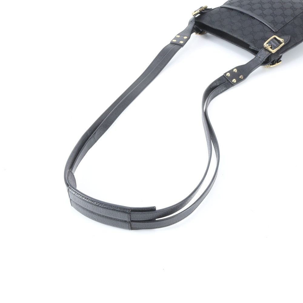 Gucci GG Canvas Leather Shoulder Bag Crossbody Hand Tote Black — view 3