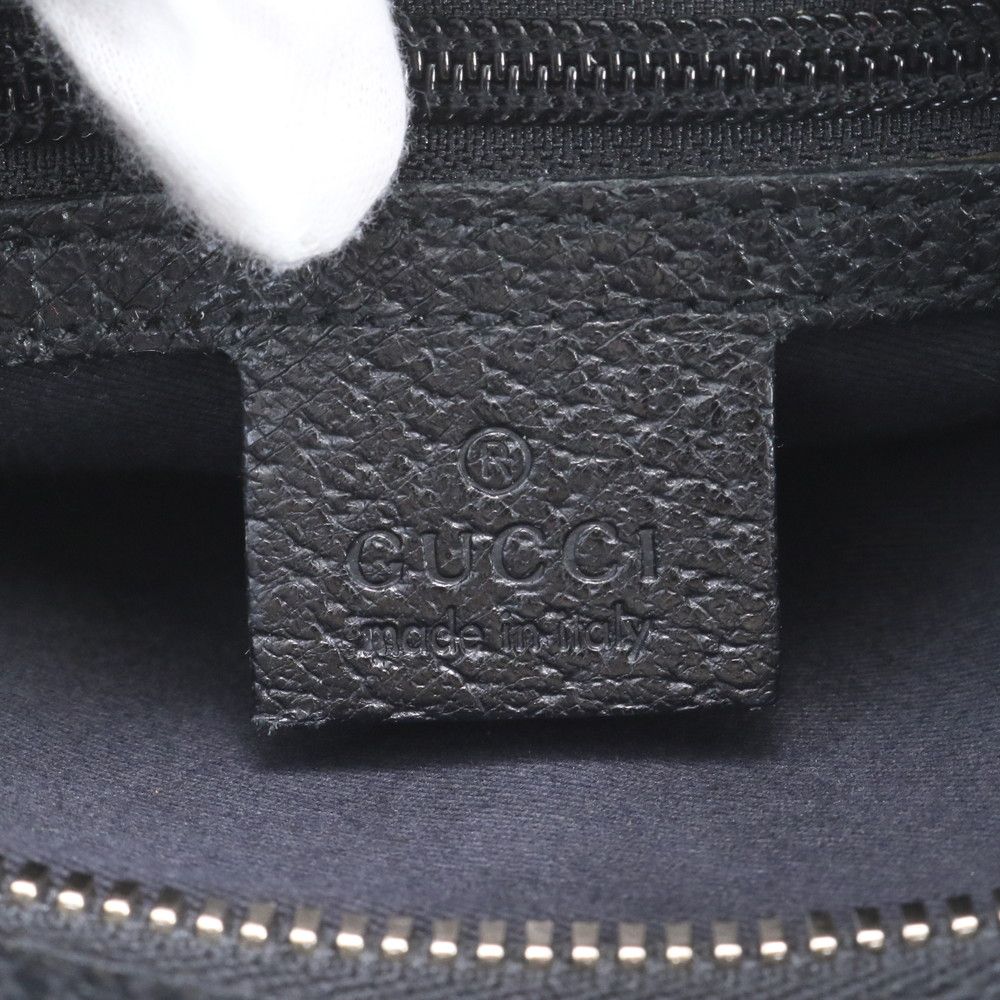Gucci GG Canvas Leather Shoulder Bag Crossbody Hand Tote Black — view 8