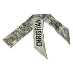 Dior Scarf White Gray Ribbon Toile de Jouy