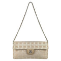 Chanel Shoulder Bag CC Logo Nylon Beige