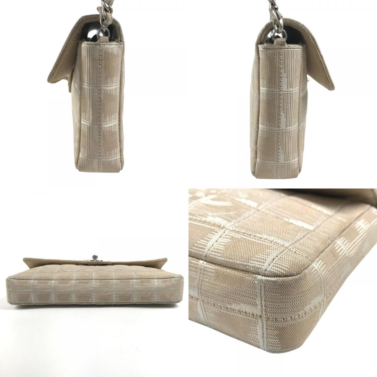 Chanel Shoulder Bag CC Logo Nylon Beige — view 8