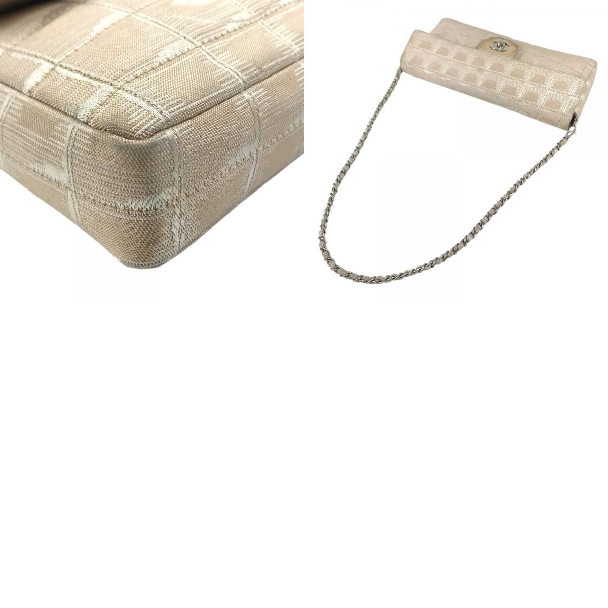 Chanel Shoulder Bag CC Logo Nylon Beige — view 9