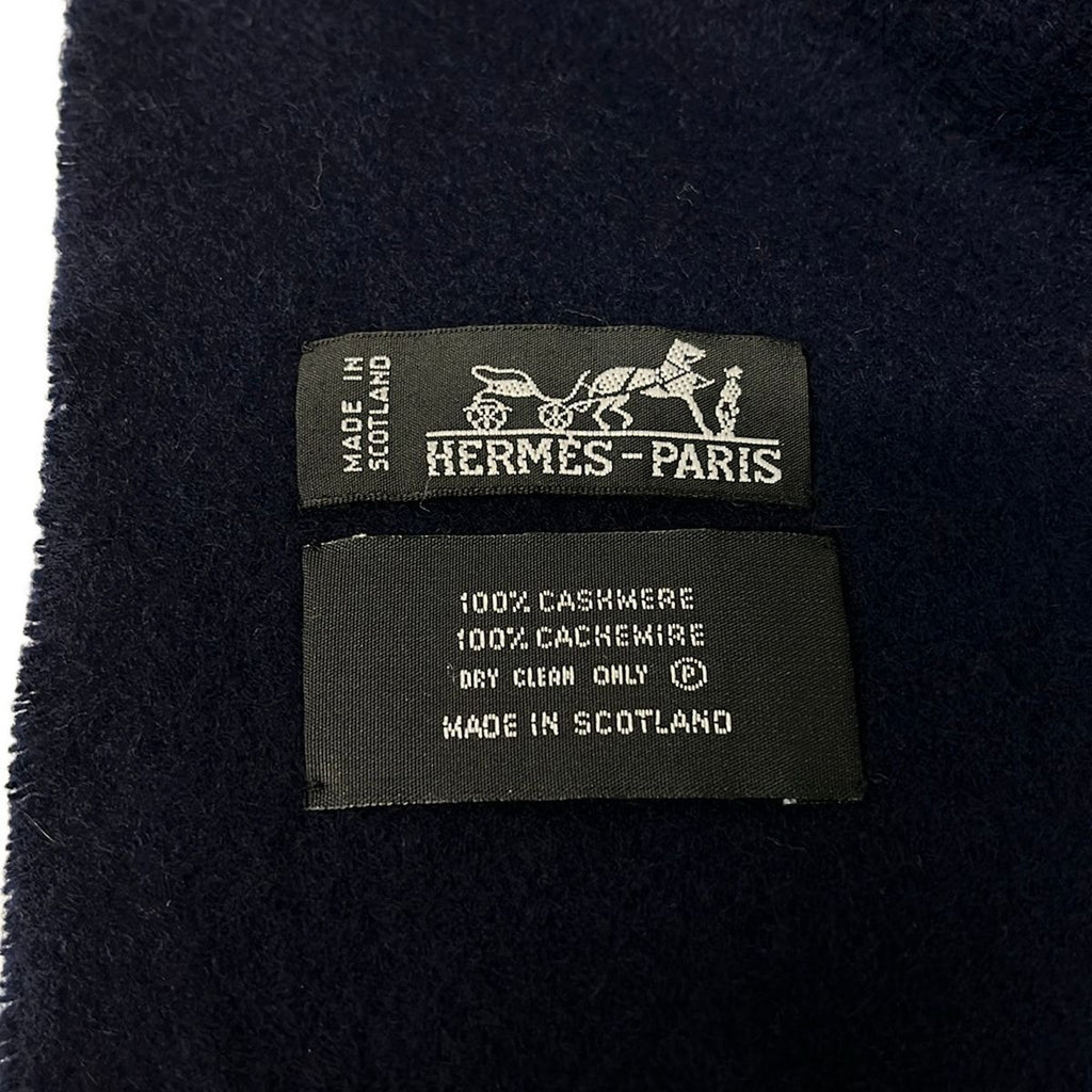 Hermes Shawl Dark Navy Cashmere Scarf — view 2