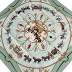 Hermes Scarf Carre 90 Light Green Gold Brown Red Multi the Royal Mews Silk