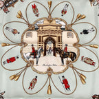 Hermes Scarf Carre 90 Light Green Gold Brown Red Multi the Royal Mews Silk — view 4