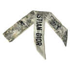 Dior Scarf White Gray Ribbon Toile de Jouy