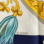 Hermes Scarf Carre 90 Ivory Dark Yellow Multi Plumes Et Grelots — view 2