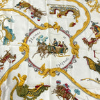 Hermes Scarf Carre 90 Ivory Dark Yellow Multi Plumes Et Grelots — view 4