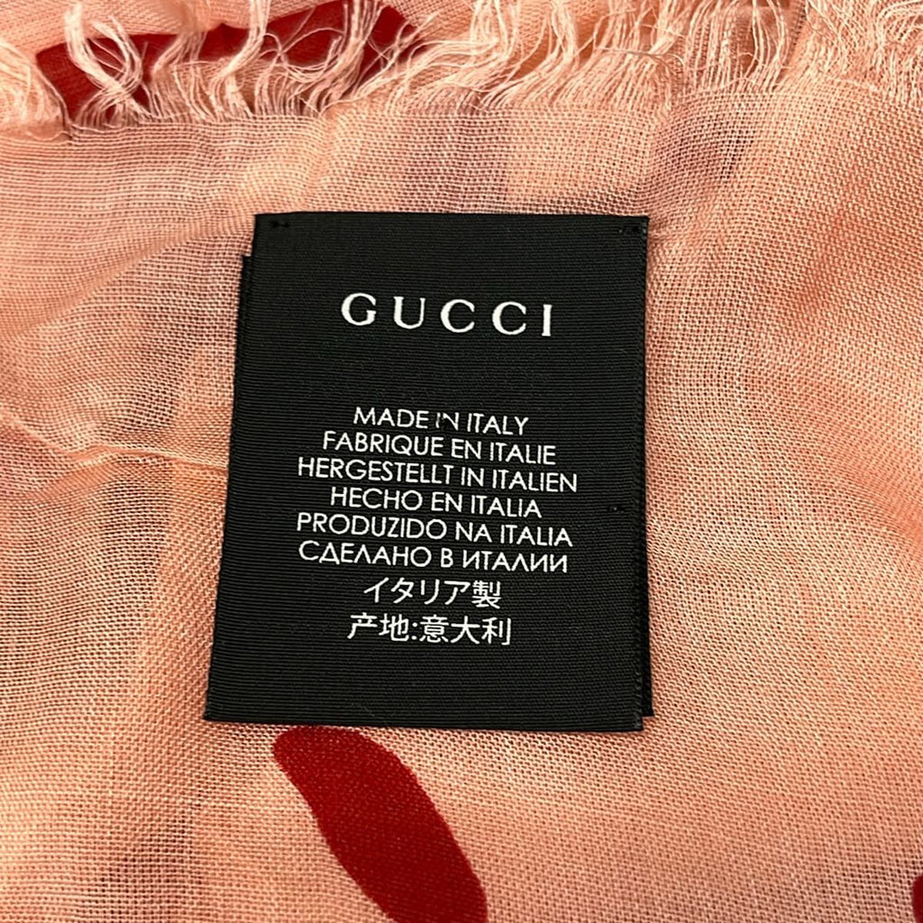 Gucci Shawl Pink Beige Red Silk Scarf — view 4