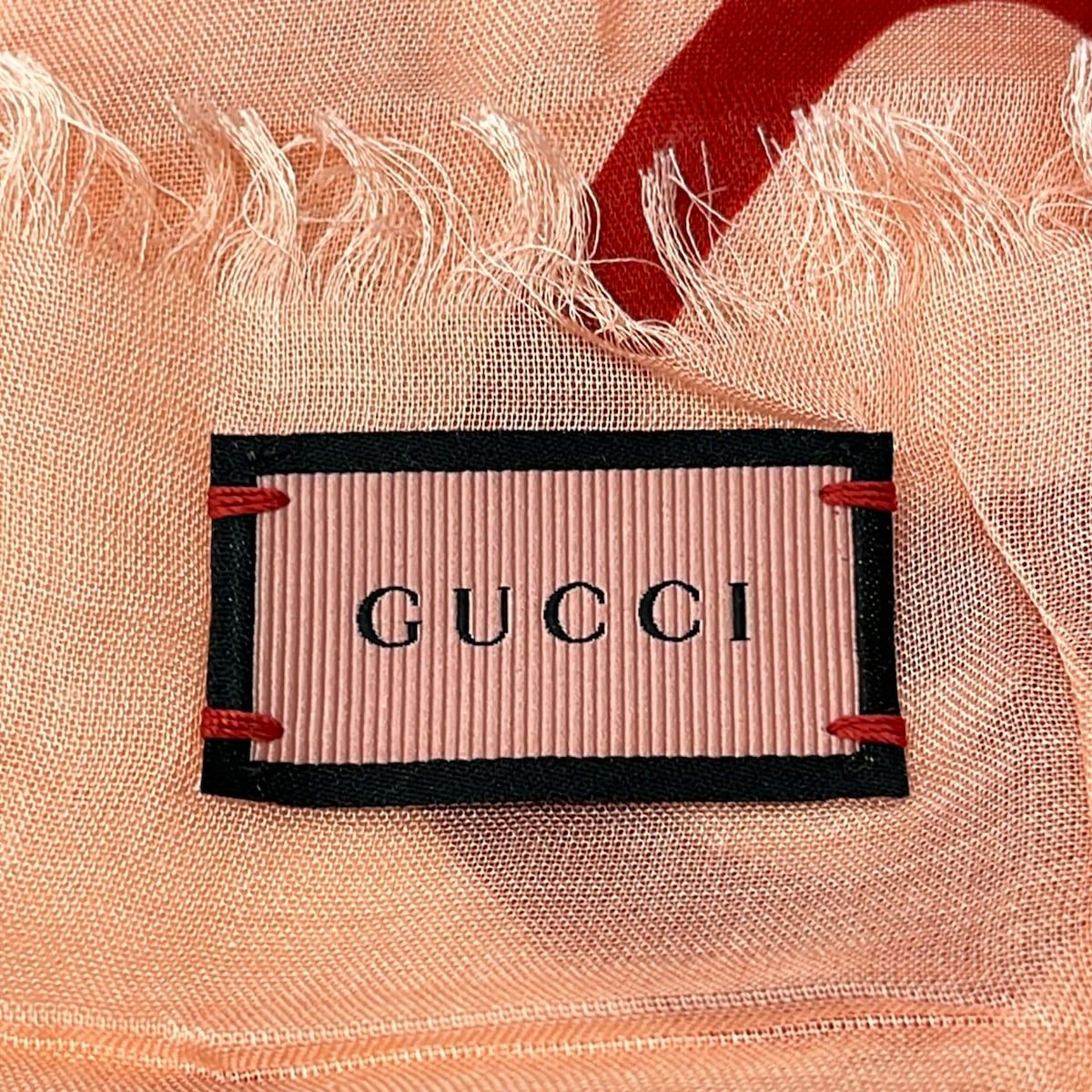Gucci Shawl Pink Beige Red Silk Scarf — view 2