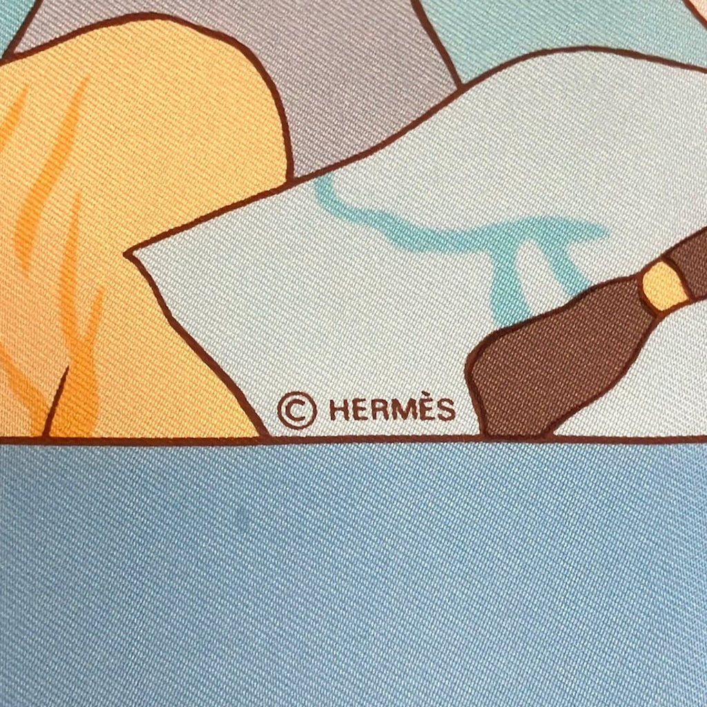 Hermes Scarf Carre 90 Light Blue Beige Multi Marche Flottant du Lac Inle — view 2