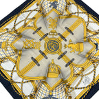 Hermes Scarf Carre 90 White Navy Multi Grande Tenue