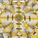 Hermes Scarf Carre 90 White Navy Multi Grande Tenue — view 4