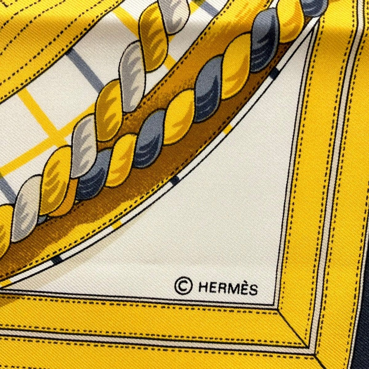 Hermes Scarf Carre 90 White Navy Multi Grande Tenue — view 2