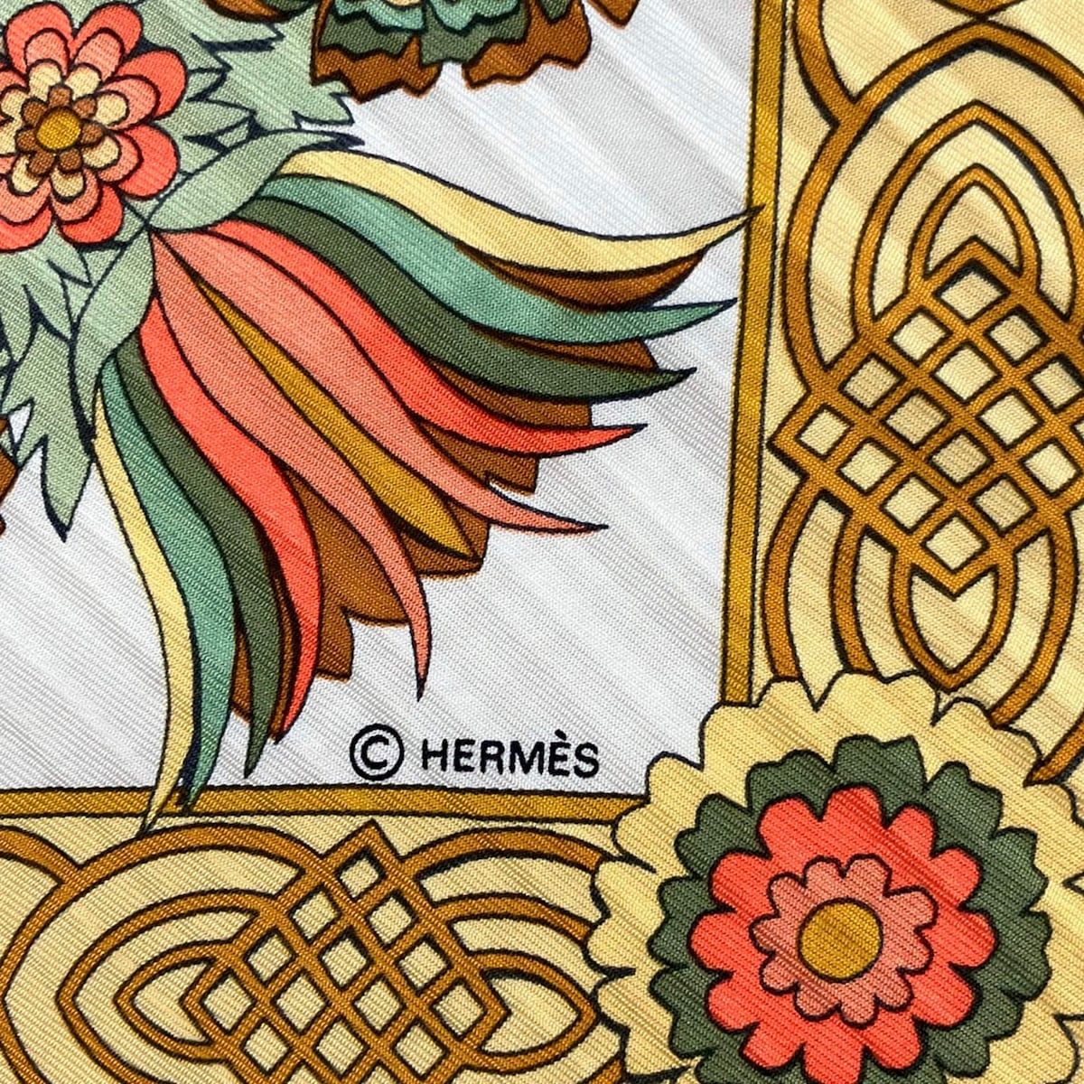 Hermes Scarf Carre Plisse White Yellow Multi D'ecoup — view 2
