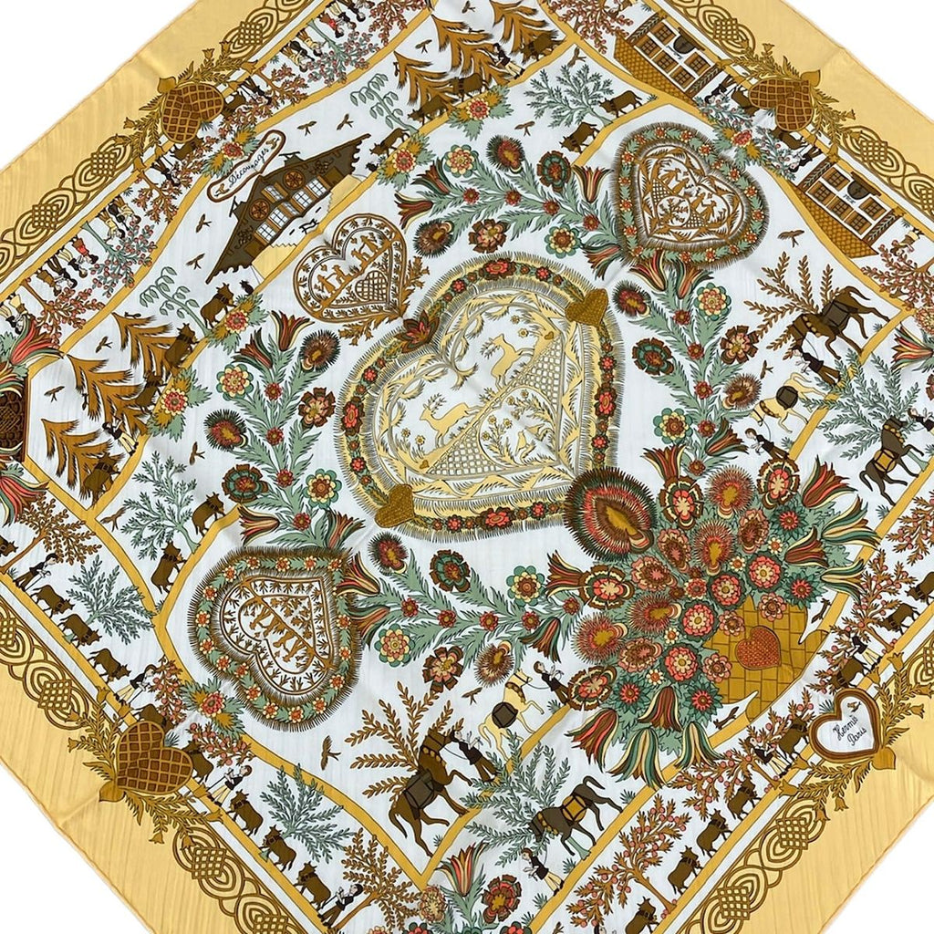 Hermes Scarf Carre Plisse White Yellow Multi D'ecoup
